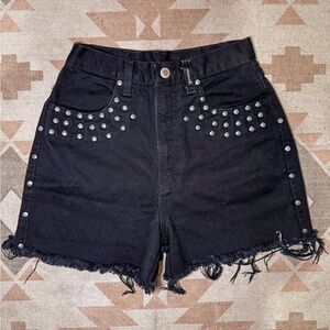 Vintage Rockies Western Bareback Black Studded Denim Shorts